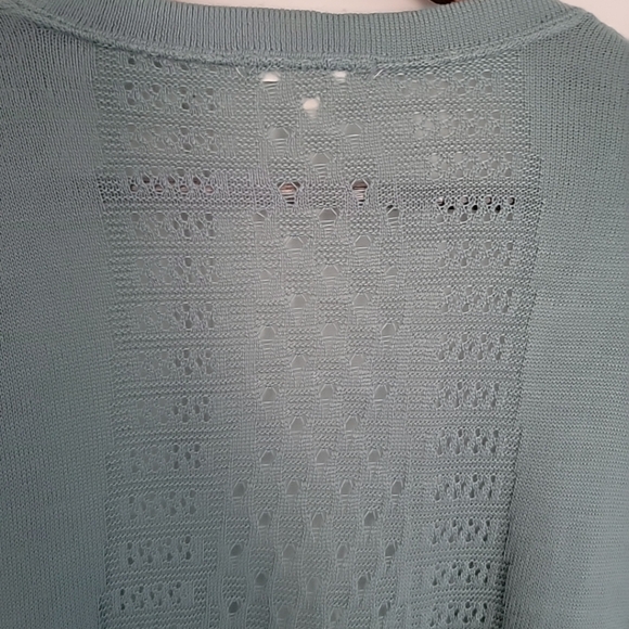 Maurices Size XL Open Cardigan Light Green Pointelle Stitch Detail Back Long Slv - Picture 3 of 12